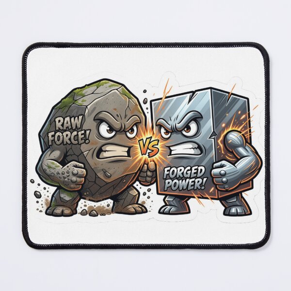 Item preview, Raw Stone Versus Forged Steel Power Clash Sticker designed and sold by Imaginarium of Chaos falcon88 .