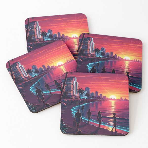 Item preview, Miami City Glow Sunset – Neon Art Deco & Ocean Drive Vibes designed and sold by Baka Collective.