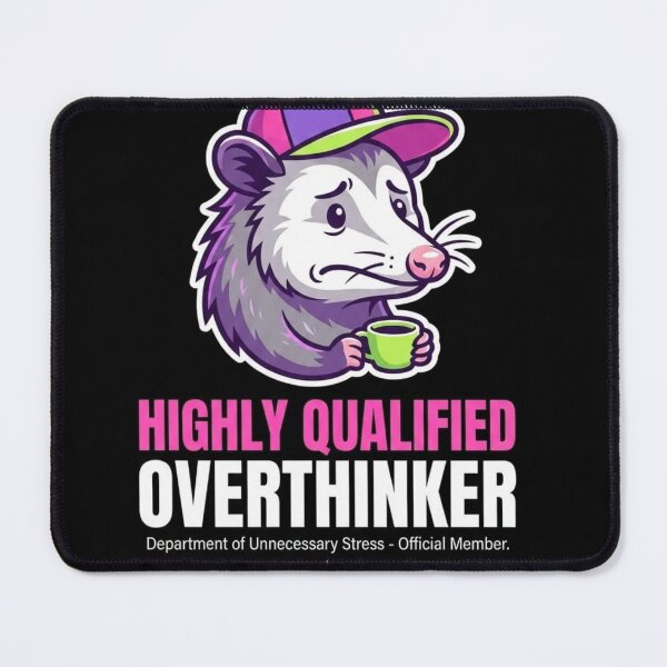 Item preview, Highly Qualified Overthinker Funny Opossum Meme Graphic designed and sold by Kaaf's Mart.