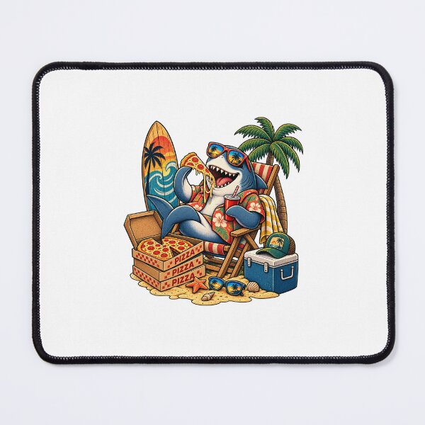 Item preview, Vintage Pizza Shark Beach Retro Food Illustration designed and sold by lovepower.