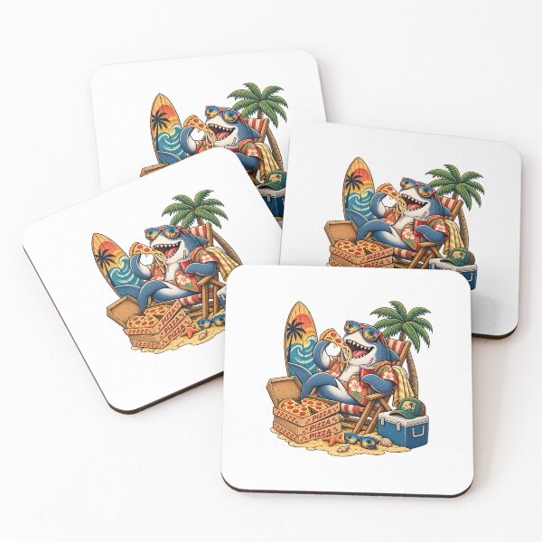 Item preview, Vintage Pizza Shark Beach Retro Food Illustration designed and sold by lovepower.