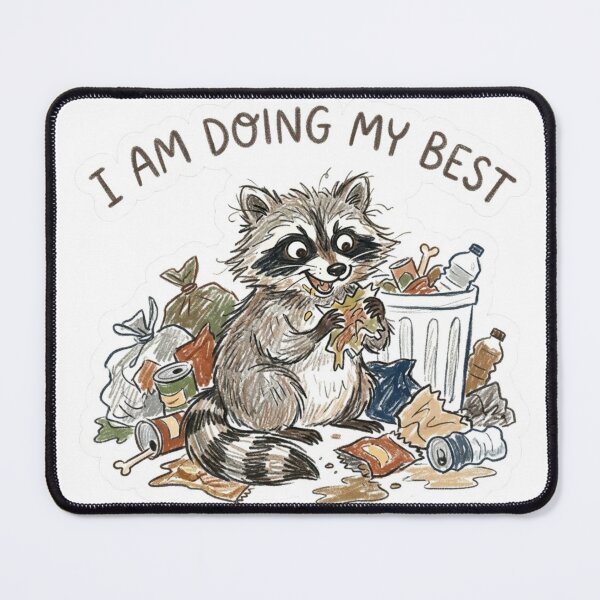 Item preview, I Am Doing My Best Raccoon Meme Die-Cut Sticker, Ugly Cute Absurdist Decal designed and sold by KreatoLab.