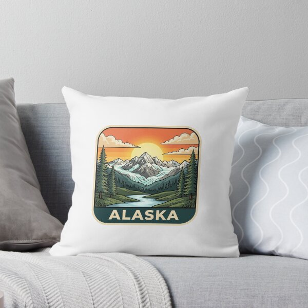 Item preview, Vintage Alaska Glacier Snow Capped Mountains Travel Badge designed and sold by Paper Drip.