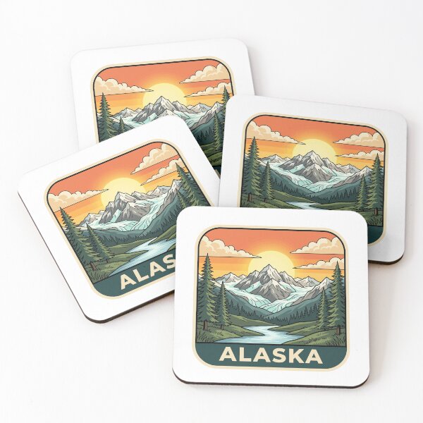 Item preview, Vintage Alaska Glacier Snow Capped Mountains Travel Badge designed and sold by Paper Drip.