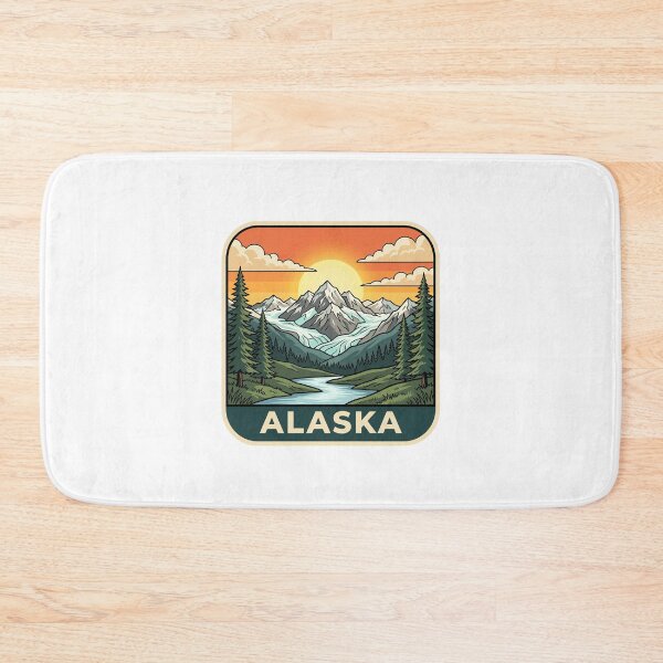 Item preview, Vintage Alaska Glacier Snow Capped Mountains Travel Badge designed and sold by Paper Drip.