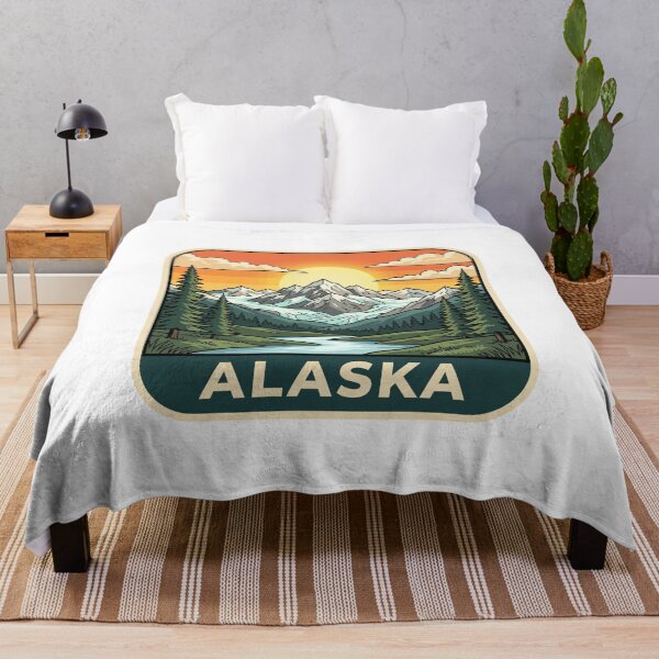 Item preview, Vintage Alaska Glacier Snow Capped Mountains Travel Badge designed and sold by Paper Drip.