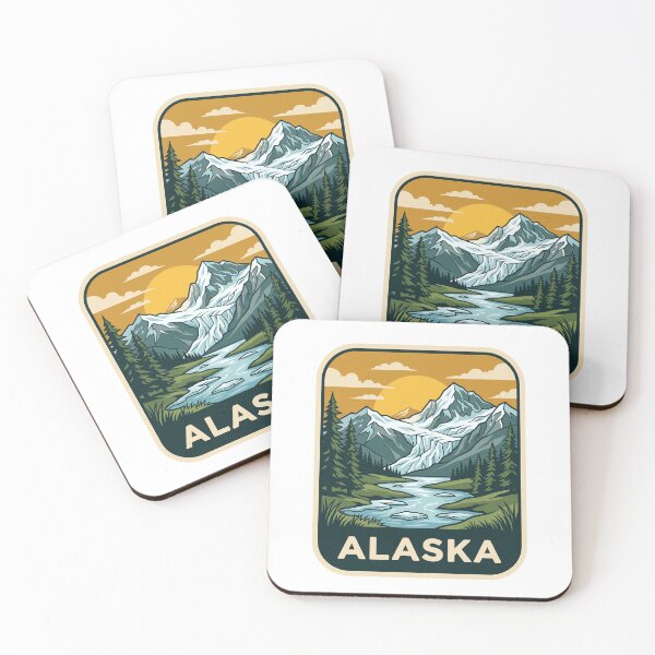 Item preview, Vintage Alaska Glacier Snow Capped Mountains Travel Badge designed and sold by Paper Drip.
