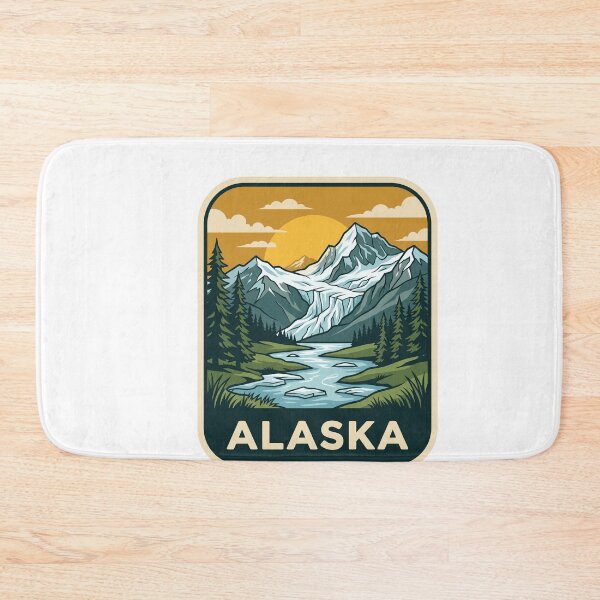 Item preview, Vintage Alaska Glacier Snow Capped Mountains Travel Badge designed and sold by Paper Drip.
