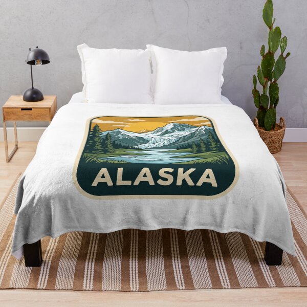 Item preview, Vintage Alaska Glacier Snow Capped Mountains Travel Badge designed and sold by Paper Drip.