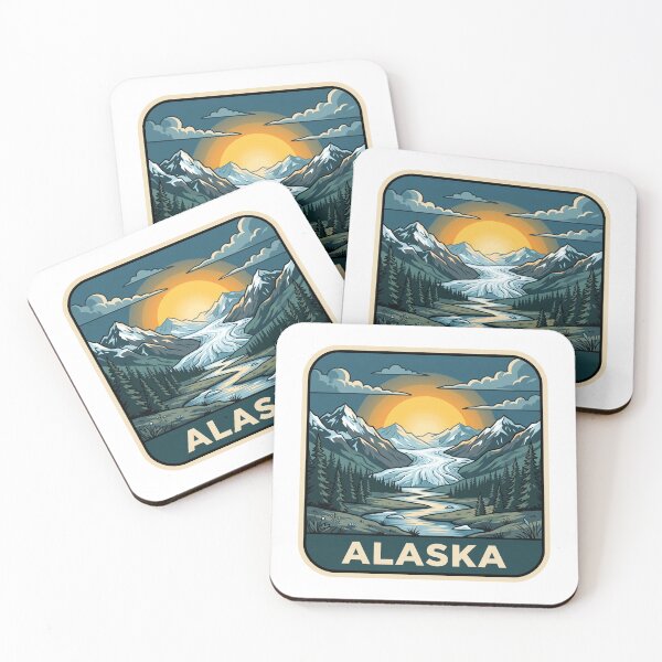 Item preview, Vintage Alaska Glacier Snow Capped Mountains Travel Badge designed and sold by Paper Drip.