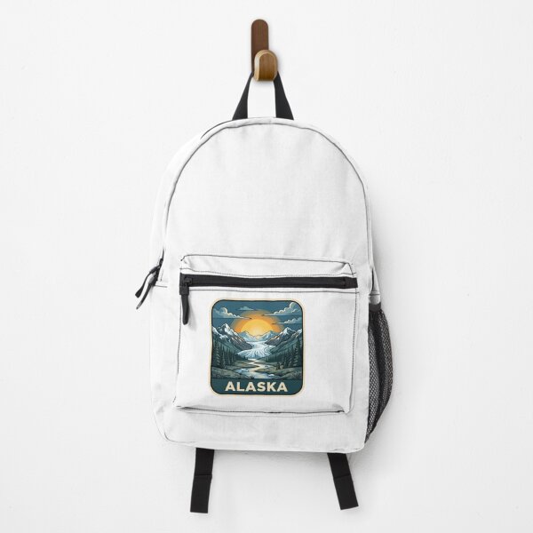 Item preview, Vintage Alaska Glacier Snow Capped Mountains Travel Badge designed and sold by Paper Drip.