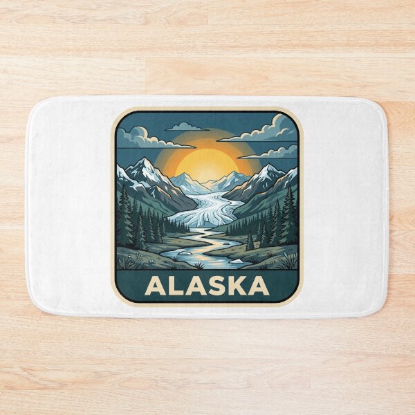 Item preview, Vintage Alaska Glacier Snow Capped Mountains Travel Badge designed and sold by Paper Drip.