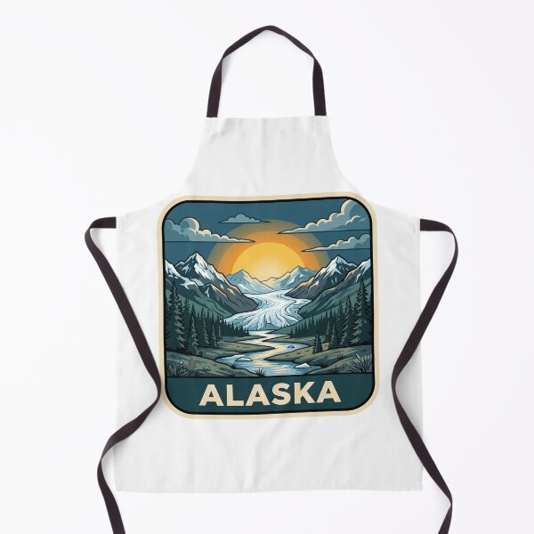 Item preview, Vintage Alaska Glacier Snow Capped Mountains Travel Badge designed and sold by Paper Drip.