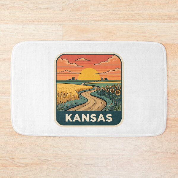 Item preview, Retro Kansas Sunflower Prairie Farm Landscape Graphic designed and sold by Paper Drip.