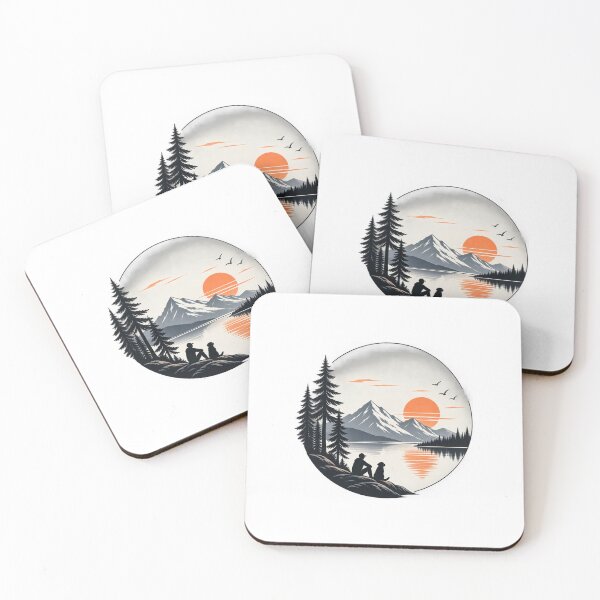 Item preview, Minimal Mountain Lake Sunset – Scandinavian Nature T-Shirt Design designed and sold by LarkLeaf.