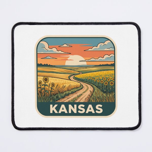 Item preview, Retro Kansas Sunflower Prairie Farm Landscape Graphic designed and sold by Paper Drip.