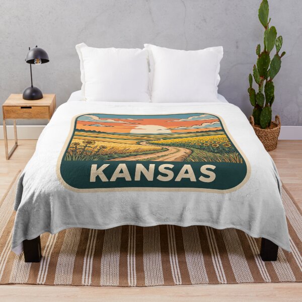 Item preview, Retro Kansas Sunflower Prairie Farm Landscape Graphic designed and sold by Paper Drip.