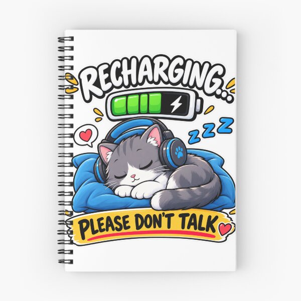 Item preview, Sleepy Cat Fully Recharged Please Don’t Talk designed and sold by BrahimiGraphics.