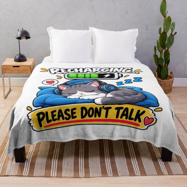 Item preview, Sleepy Cat Fully Recharged Please Don’t Talk designed and sold by BrahimiGraphics.