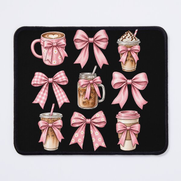 Item preview, Iced Coffee And Bows Coquette Aesthetic Grid Pattern Design designed and sold by VGAfanatic.