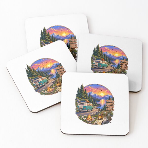 Item preview, Adventure Awaits – Vintage Camper Van Mountain Road Travel Design designed and sold by Ishratparween11.
