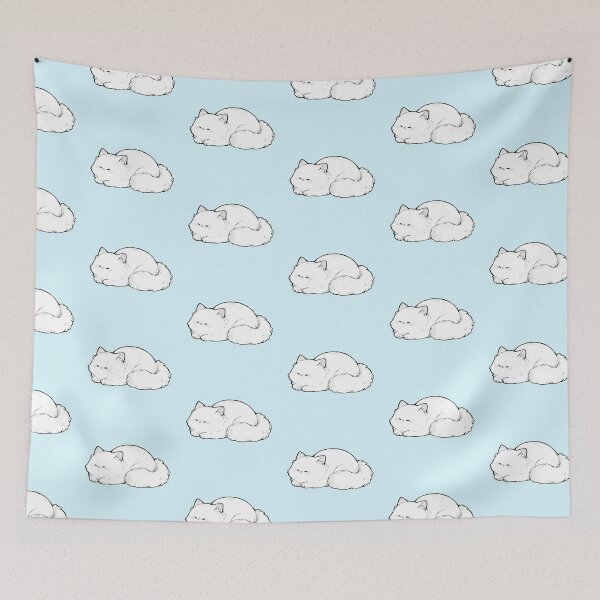 Item preview, Cute Fluffy Sleeping Cat Kawaii Line Art designed and sold by jianina-alondra.