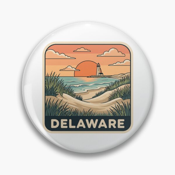 Item preview, intage Delaware Coastal Lighthouse Beach Sunset Travel Graphic designed and sold by Paper Drip.