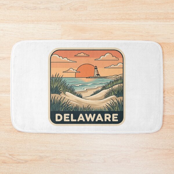 Item preview, intage Delaware Coastal Lighthouse Beach Sunset Travel Graphic designed and sold by Paper Drip.