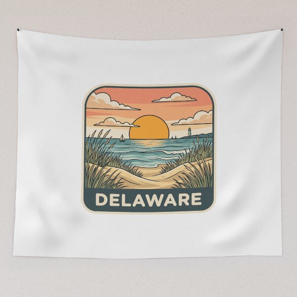 Item preview, intage Delaware Coastal Lighthouse Beach Sunset Travel Graphic designed and sold by Paper Drip.