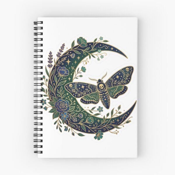 Item preview, Celestial Moth Crescent Moon Botanical Sticker, Cottagecore Floral Kindle Decal designed and sold by KreatoLab.
