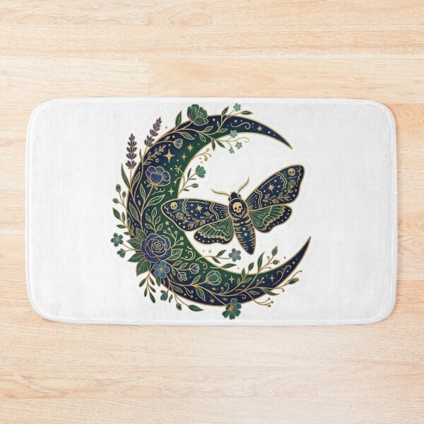 Item preview, Celestial Moth Crescent Moon Botanical Sticker, Cottagecore Floral Kindle Decal designed and sold by KreatoLab.