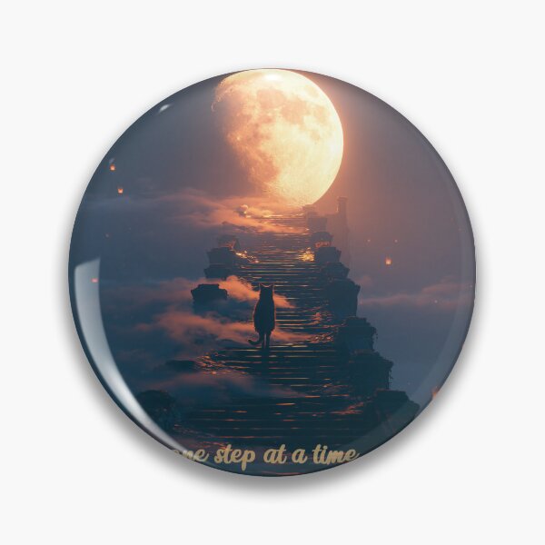 Item preview, One Step at a Time – Black Cat Climbing to the Moon designed and sold by DimyMoon.