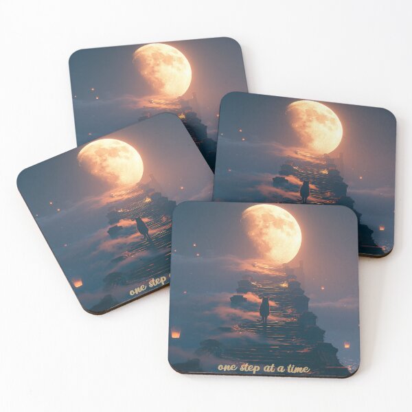 Item preview, One Step at a Time – Black Cat Climbing to the Moon designed and sold by DimyMoon.