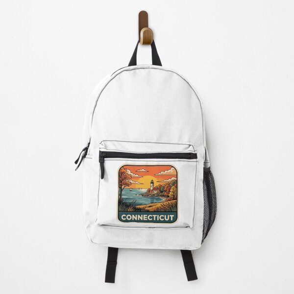 Item preview, Retro Connecticut Coastal Lighthouse Autumn Travel Badge designed and sold by Paper Drip.