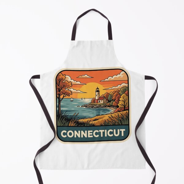 Item preview, Retro Connecticut Coastal Lighthouse Autumn Travel Badge designed and sold by Paper Drip.