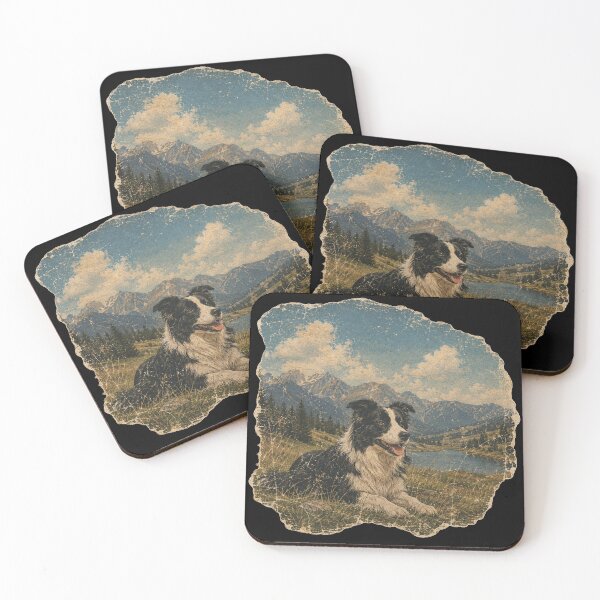 Item preview, Retro Border Collie Mountain Landscape designed and sold by Bartas2026.