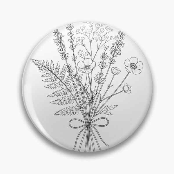 Item preview, Botanical Bouquet Line Art Illustration designed and sold by DripmintCo.
