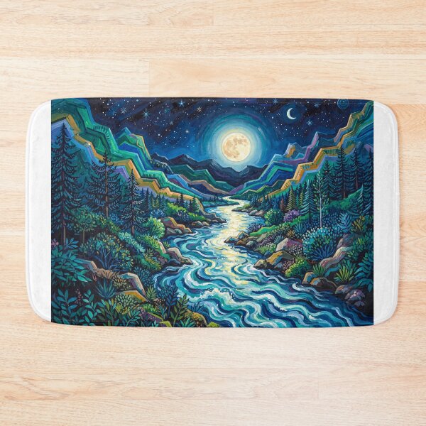 Item preview, Moonlight Over A Mountain Stream designed and sold by Home Decor Art.