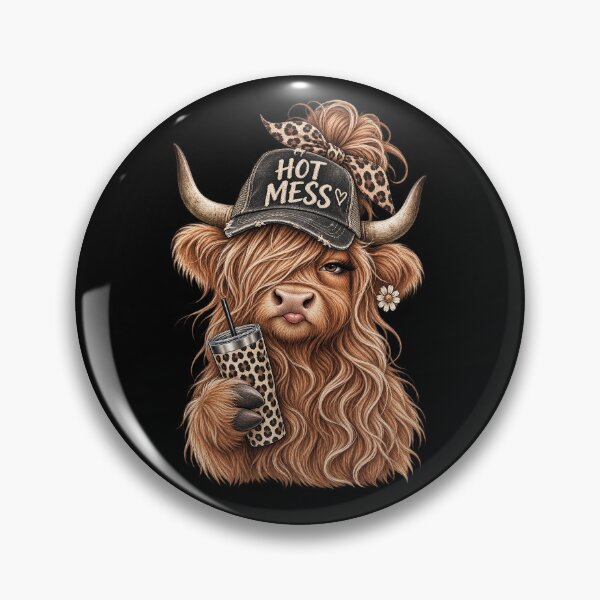 Item preview, Hot Mess Highland Cow Funny Cute Coffee Lover Graphic designed and sold by will freed18.