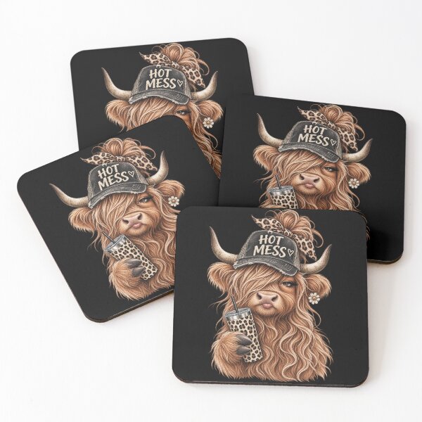 Item preview, Hot Mess Highland Cow Funny Cute Coffee Lover Graphic designed and sold by will freed18.