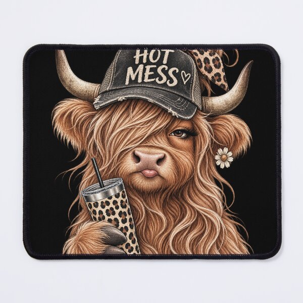 Item preview, Hot Mess Highland Cow Funny Cute Coffee Lover Graphic designed and sold by will freed18.
