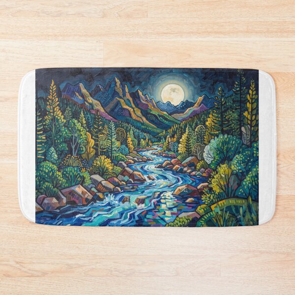 Item preview, Moonlight Over A Mountain Stream designed and sold by Home Decor Art.