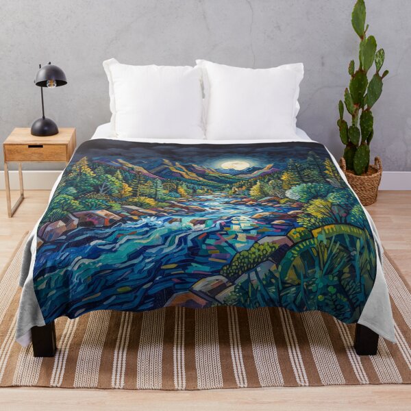 Item preview, Moonlight Over A Mountain Stream designed and sold by Home Decor Art.