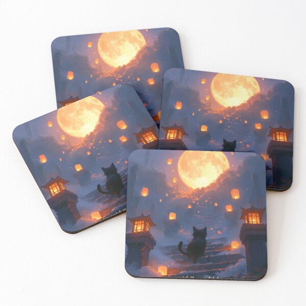 Item preview, Black Cat Journey to the Glowing Moon designed and sold by DimyMoon.