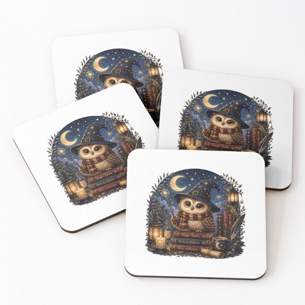 Item preview, Magic Owl Wizard – Cozy Fantasy Night Watercolor designed and sold by NestDesigns01.