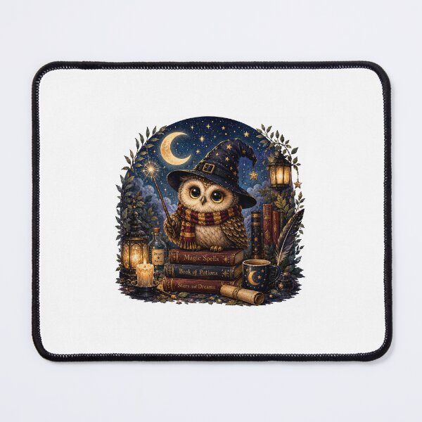 Item preview, Magic Owl Wizard – Cozy Fantasy Night Watercolor designed and sold by NestDesigns01.