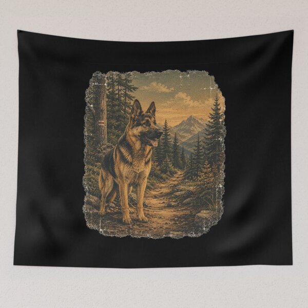 Item preview, Vintage German Shepherd Hiking Adventure designed and sold by ARDELVEX STUDIO.