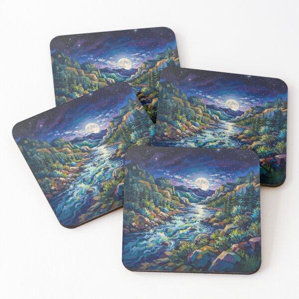 Item preview, Moonlight Over A Mountain Stream designed and sold by Home Decor Art.