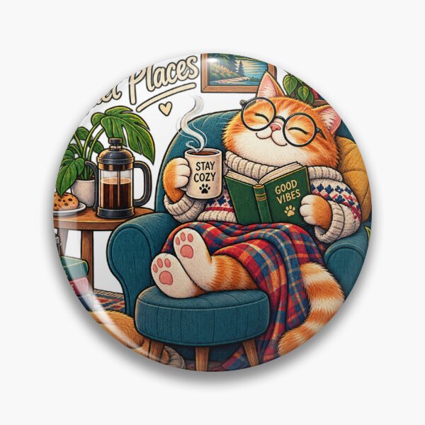 Item preview, Cozy Cat Reading Books Coffee Vintage Illustration designed and sold by lovepower.
