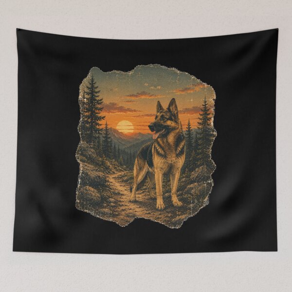 Item preview, Vintage Wilderness with German Shepherd designed and sold by ARDELVEX STUDIO.